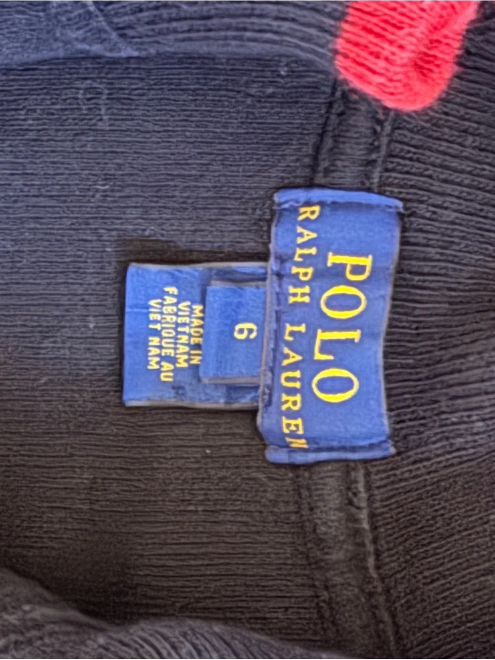 Polo Ralph Lauren Black Quarter-Zip Pullover with Red Pony and Collar Trim